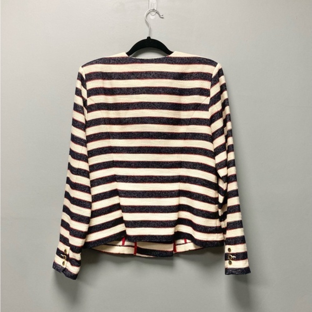 Cabi Love Carol Collection Striped Double Breasted Blazer 5094 Navy Cream Red 10 - Picture 2 of 5